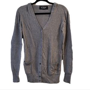 Vintage Fox Racing Gray Cardigan Small Embroidered Fox Logo Moto Biker Y2K Punk